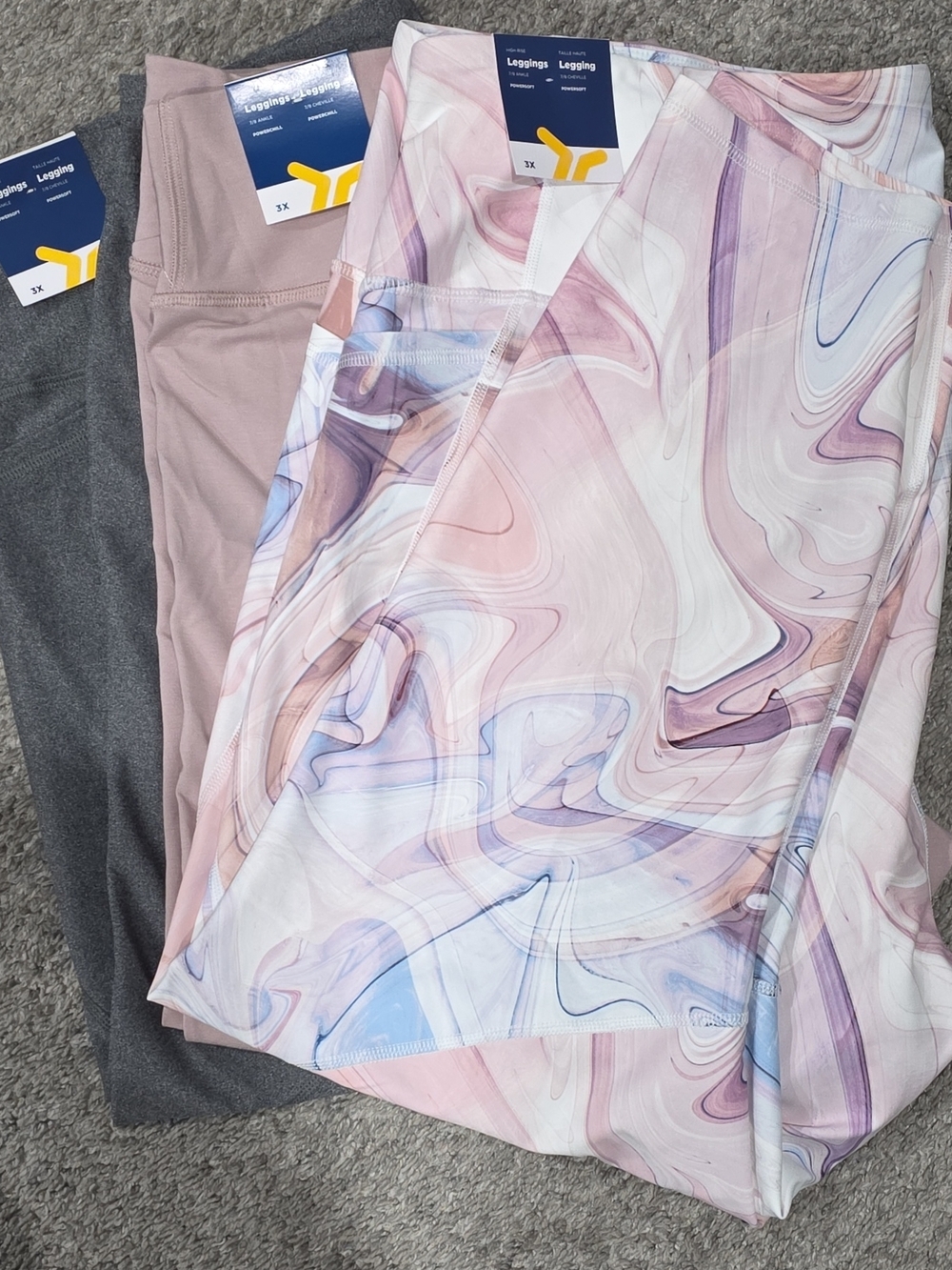 Old Navy Women's Marble Print Leggings and Solid Pair - Pink, Purple, Gray